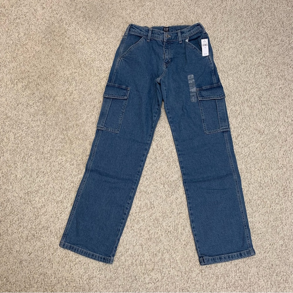NWT Gap Girls Kids Cargo Straight Leg Jeans